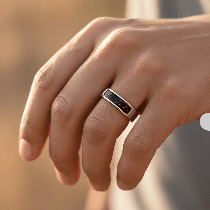 Mens Single Channel Memorial Ashes Ring Band - Nicky Robin Memorial Jewellery