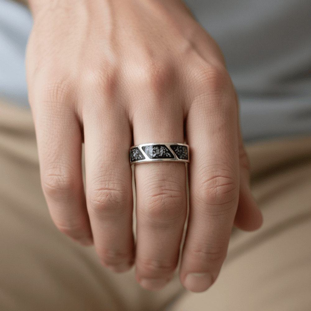 Mens Triple Channel Memorial Ashes Ring - Nicky Robin Memorial Jewellery