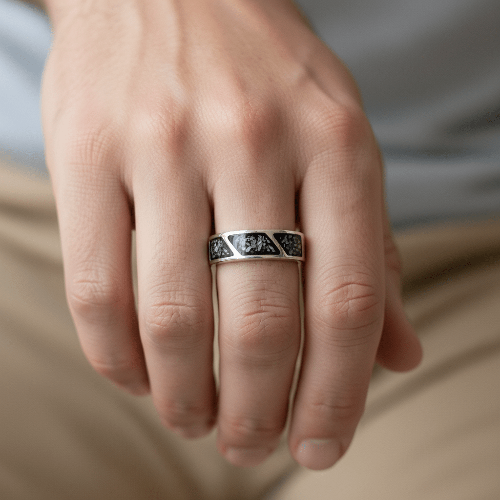 Mens Triple Channel Memorial Ashes Ring - Nicky Robin Memorial Jewellery