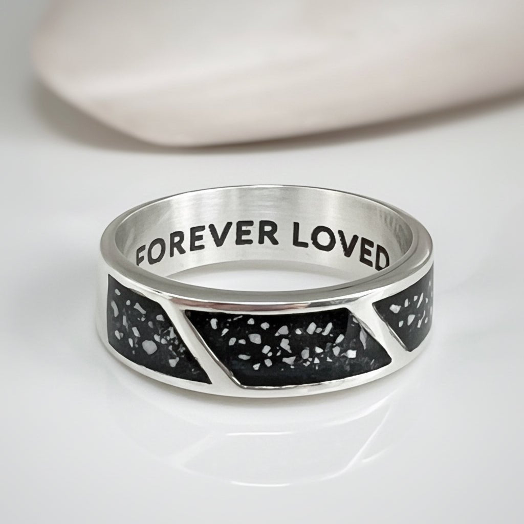 Mens Triple Channel Memorial Ashes Ring - Nicky Robin Memorial Jewellery