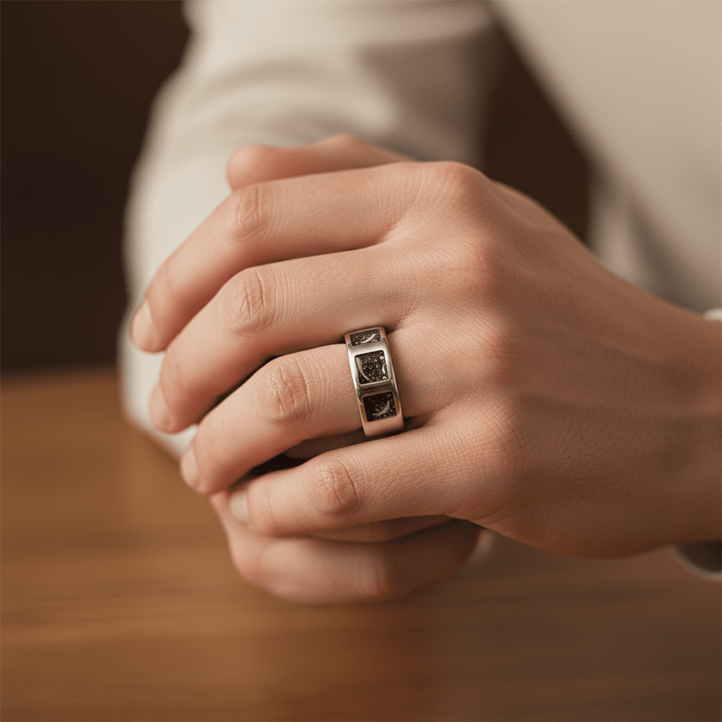 Mens Triple Channel Memorial Ashes Ring - Nicky Robin Memorial Jewellery