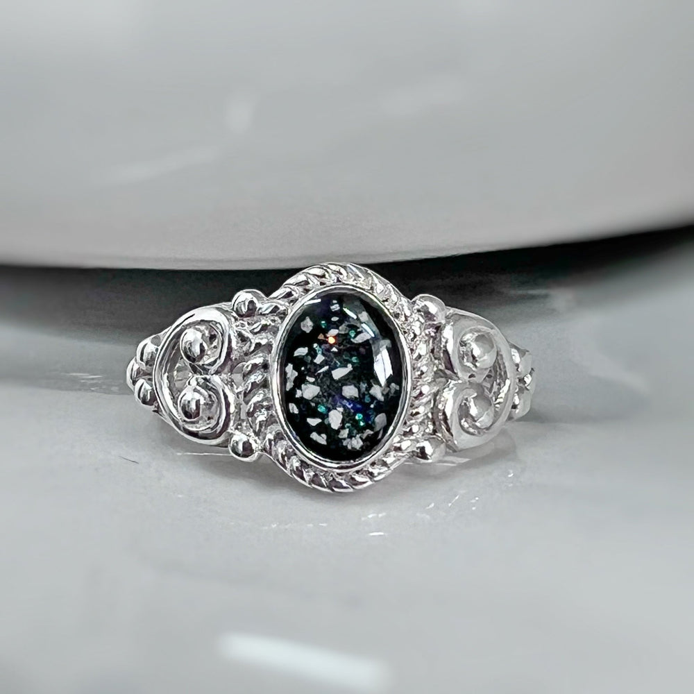 Oval Filigree Heart Memorial Ashes Ring - Nicky Robin Memorial Jewellery