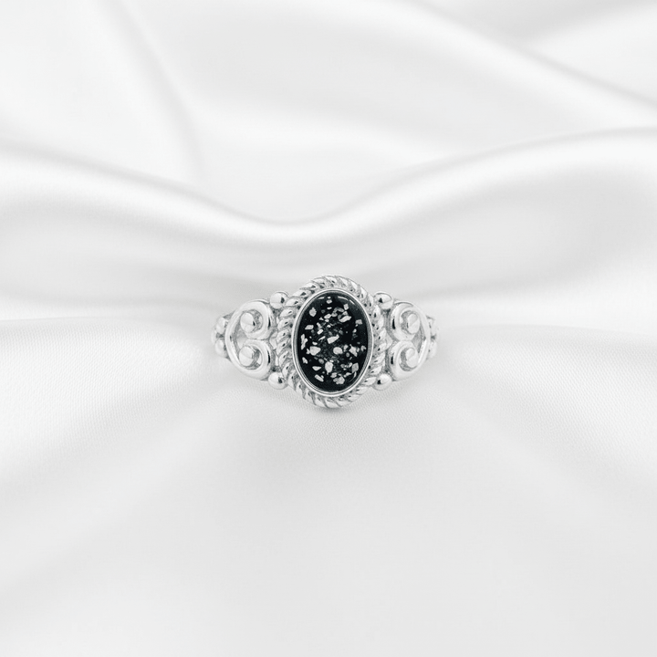 Oval Filigree Heart Memorial Ashes Ring - Nicky Robin Memorial Jewellery