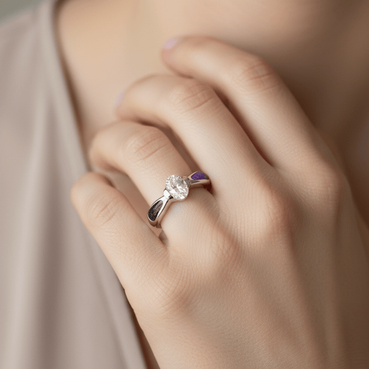 Oval Solitaire Memorial Ring - Nicky Robin Memorial Jewellery