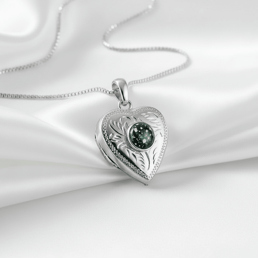 Patterned Heart Memorial Ashes Locket - Nicky Robin Memorial Jewellery