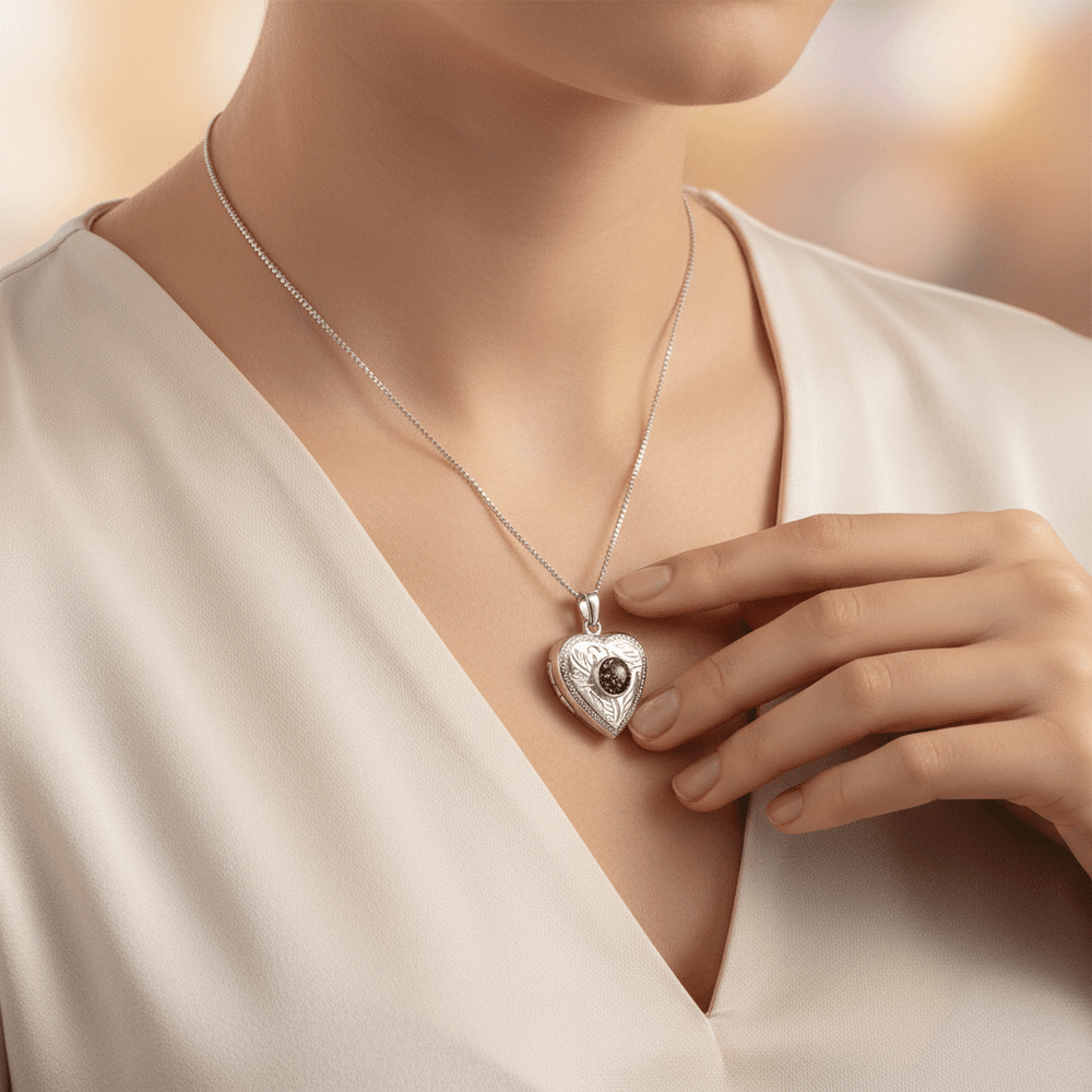 Patterned Heart Memorial Ashes Locket - Nicky Robin Memorial Jewellery