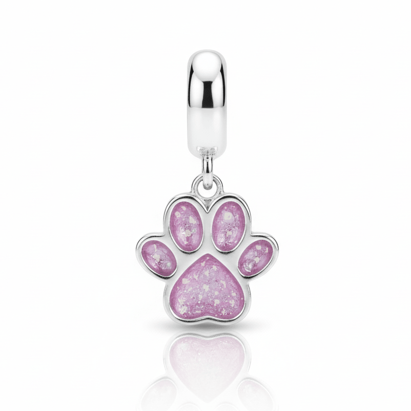 Paw Print Ashes Memorial Dangle Charm - Nicky Robin Memorial Jewellery