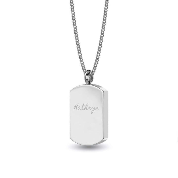 Personalised Engraving Self Fill Ashes Urn Necklace - Tag Design - Nicky Robin Memorial Jewellery