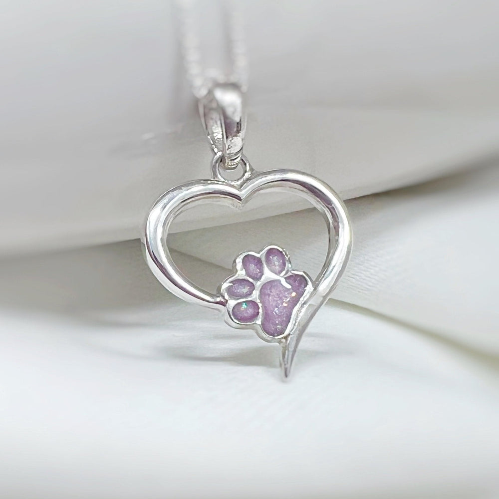 Pet Paw Love Heart Memorial Necklace - Nicky Robin Memorial Jewellery