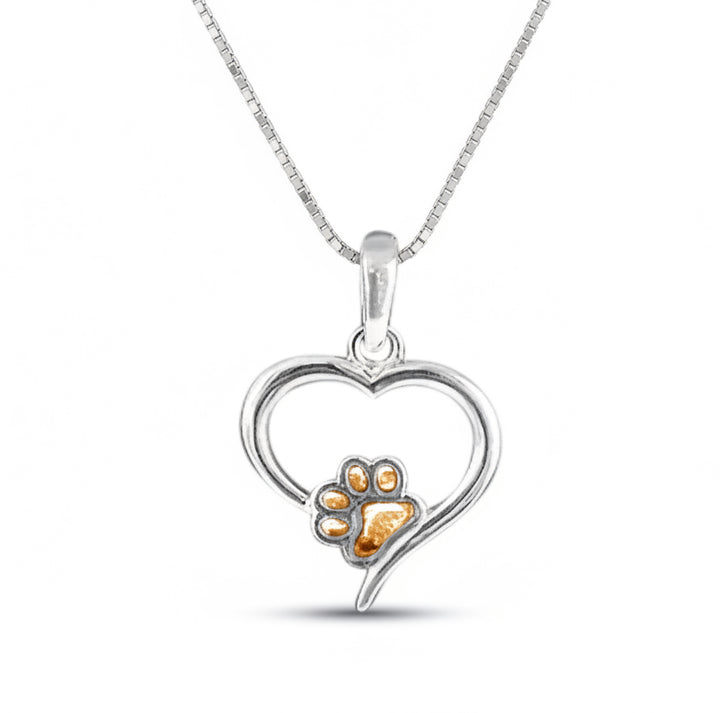Pet Paw Love Heart Memorial Necklace - Nicky Robin Memorial Jewellery