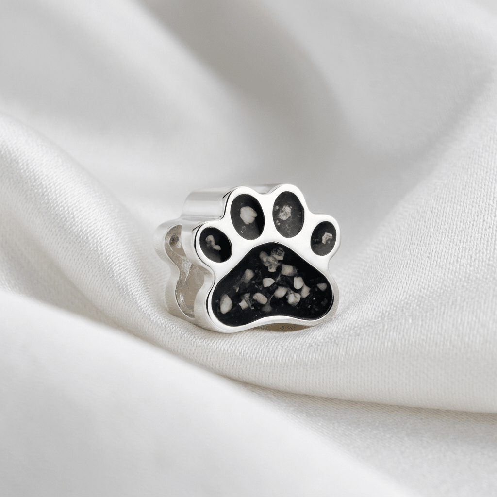 Pet Paw Memorial Ashes Charm Bead - Nicky Robin Memorial Jewellery