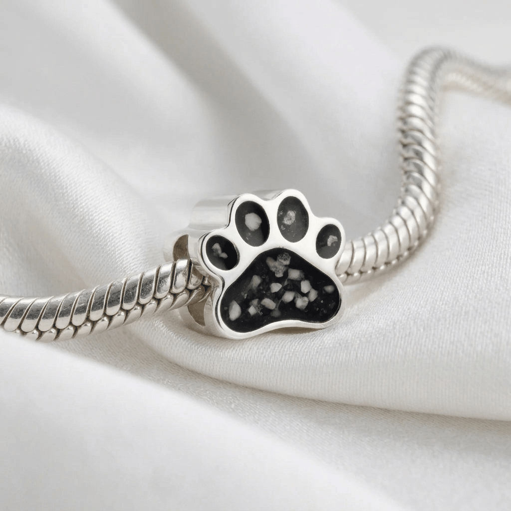 Pet Paw Memorial Ashes Charm Bead - Nicky Robin Memorial Jewellery