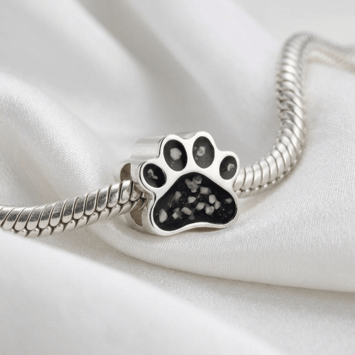 Pet Paw Memorial Ashes Charm Bead - Nicky Robin Memorial Jewellery
