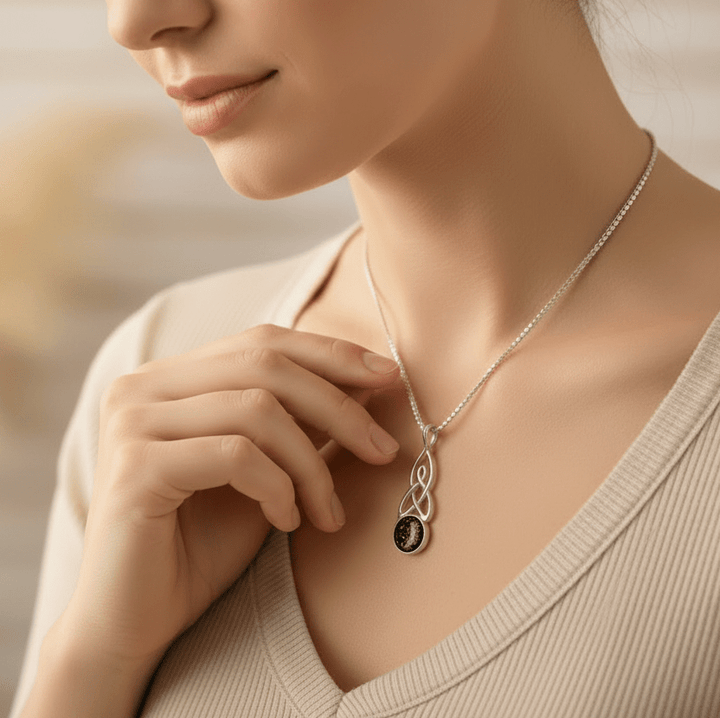 Round Celtic Drop Memorial Ashes Necklace - Nicky Robin Memorial Jewellery