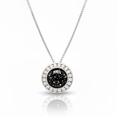 Round Crystal Halo Memorial Ashes Necklace - Nicky Robin Memorial Jewellery