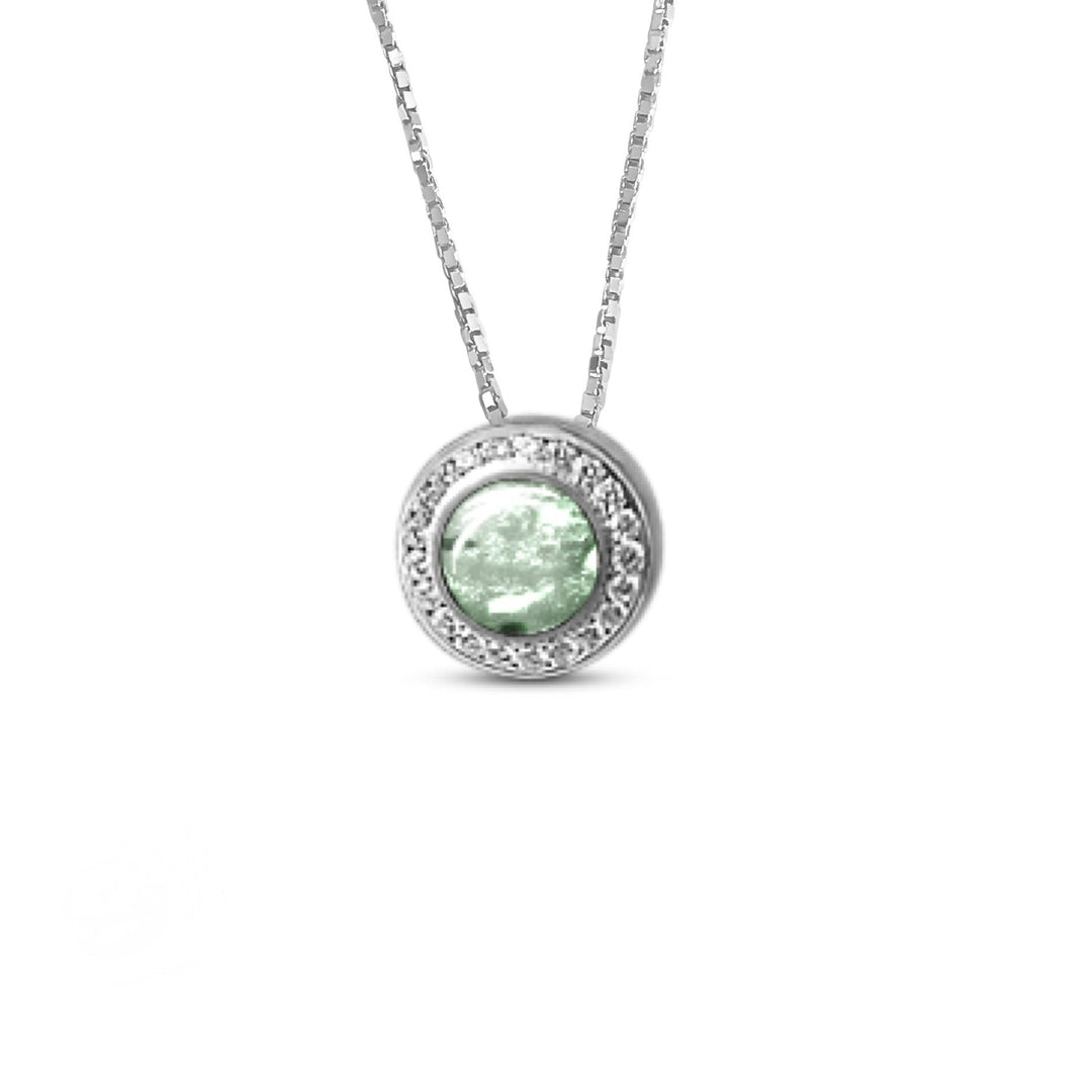 Round Crystal Halo Memorial Ashes Necklace - Nicky Robin Memorial Jewellery