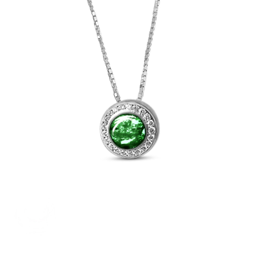 Round Crystal Halo Memorial Ashes Necklace - Nicky Robin Memorial Jewellery