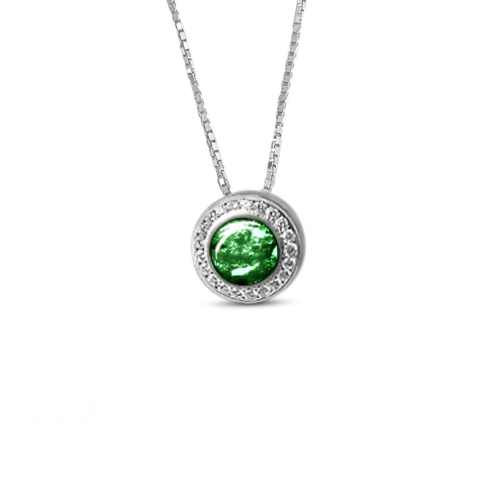 Round Crystal Halo Memorial Ashes Necklace - Nicky Robin Memorial Jewellery