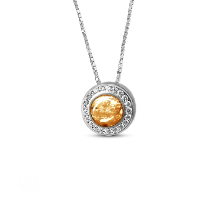 Round Crystal Halo Memorial Ashes Necklace - Nicky Robin Memorial Jewellery