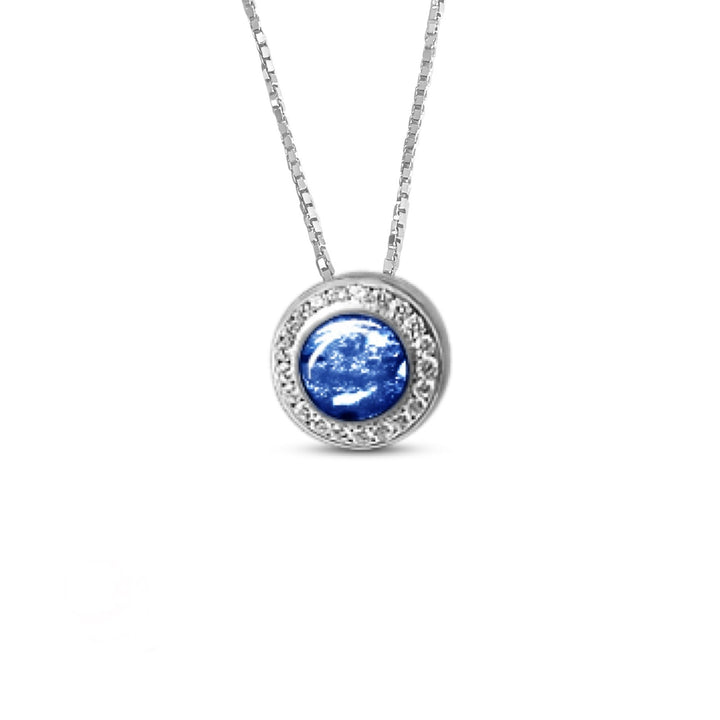 Round Crystal Halo Memorial Ashes Necklace - Nicky Robin Memorial Jewellery