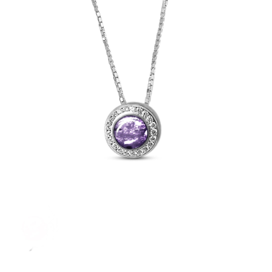 Round Crystal Halo Memorial Ashes Necklace - Nicky Robin Memorial Jewellery