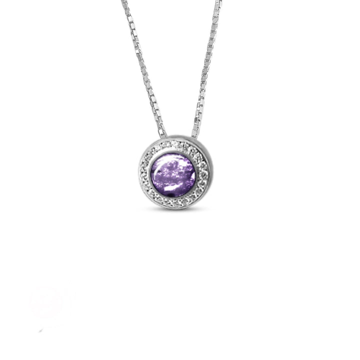 Round Crystal Halo Memorial Ashes Necklace - Nicky Robin Memorial Jewellery