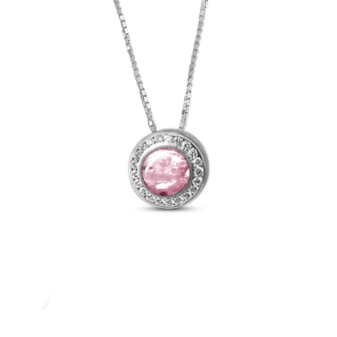 Round Crystal Halo Memorial Ashes Necklace - Nicky Robin Memorial Jewellery