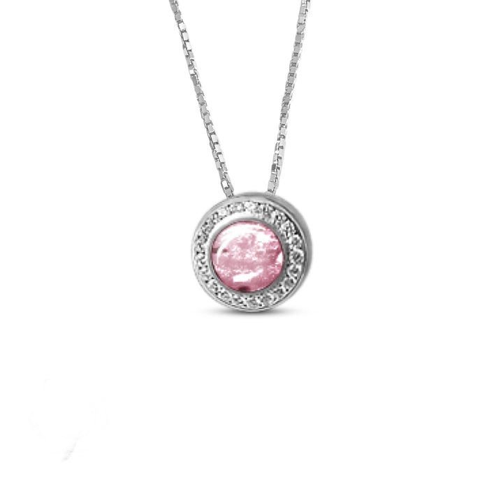 Round Crystal Halo Memorial Ashes Necklace - Nicky Robin Memorial Jewellery