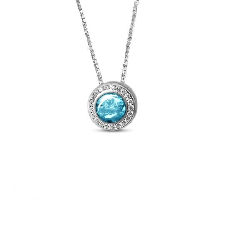 Round Crystal Halo Memorial Ashes Necklace - Nicky Robin Memorial Jewellery