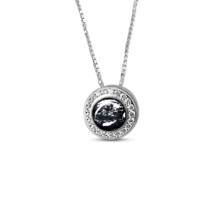 Round Crystal Halo Memorial Ashes Necklace - Nicky Robin Memorial Jewellery