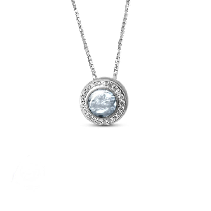 Round Crystal Halo Memorial Ashes Necklace - Nicky Robin Memorial Jewellery