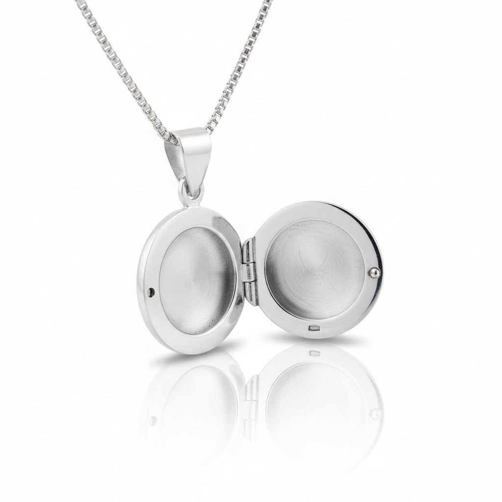 Front Row Locket Round Memorial Locket with Front Setting