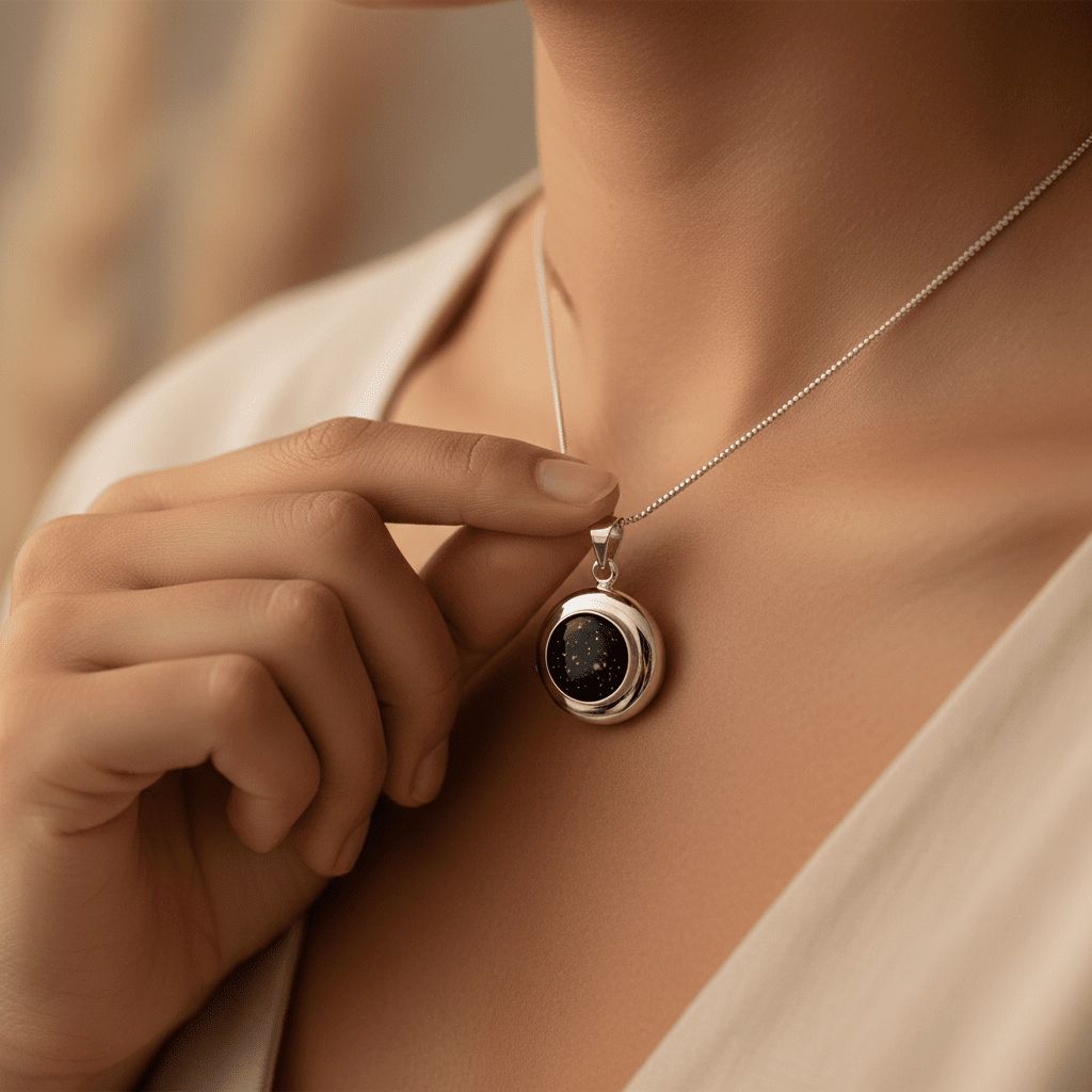 Front Row Locket Round Memorial Locket with Front Setting