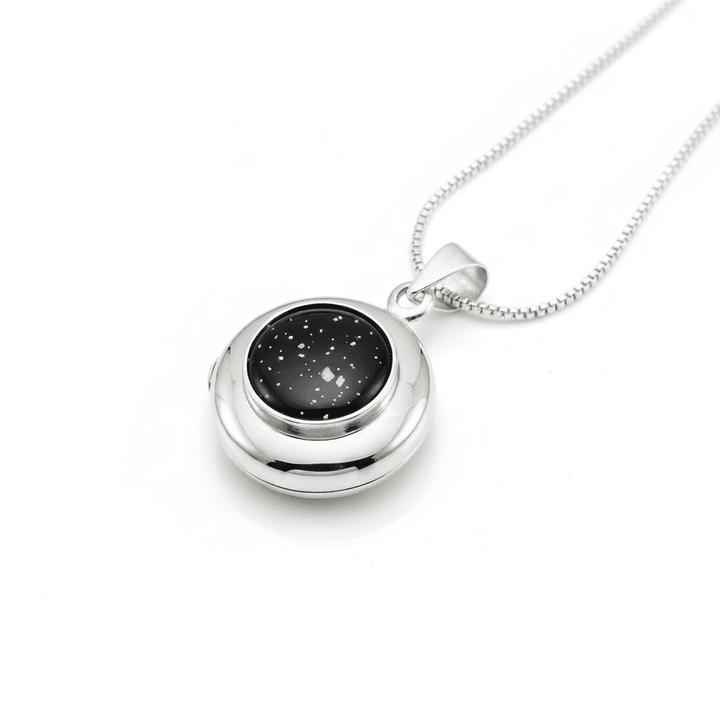 Round Memorial Locket with Front Setting - Nicky Robin Memorial Jewellery