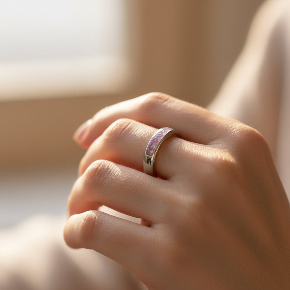 Single Channel Memorial Ashes Ring Band - Nicky Robin Memorial Jewellery