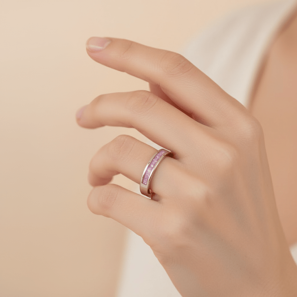 Single Channel Memorial Ashes Ring Band - Nicky Robin Memorial Jewellery