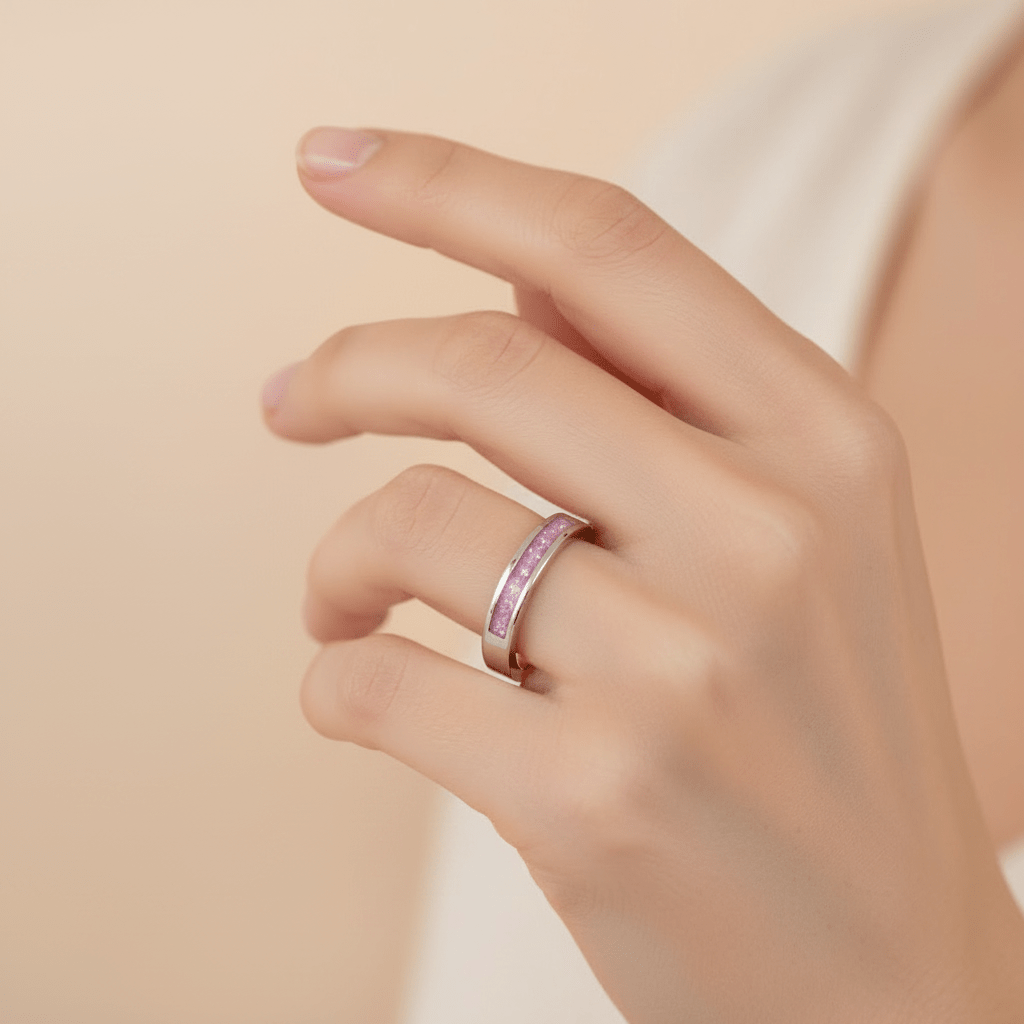 Single Channel Memorial Ashes Ring Band - Nicky Robin Memorial Jewellery