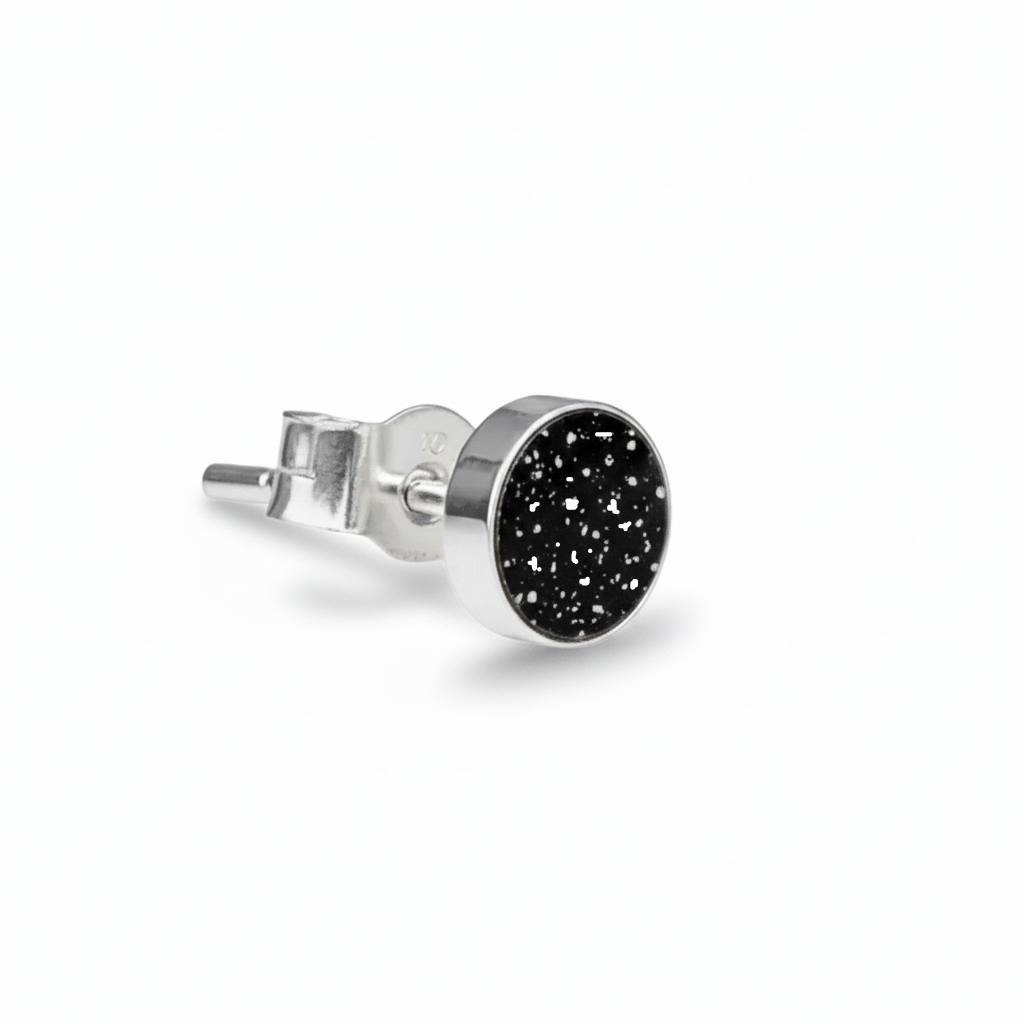 Single Round Stud Ashes Earring - Nicky Robin Memorial Jewellery
