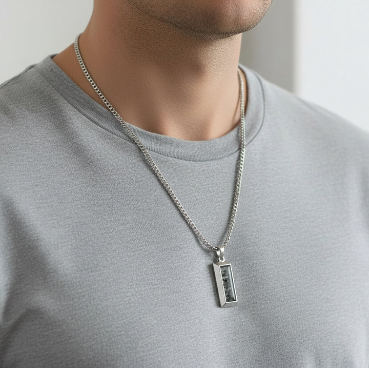 Sloped Edge Bar Memorial Ashes Necklace - Nicky Robin Memorial Jewellery