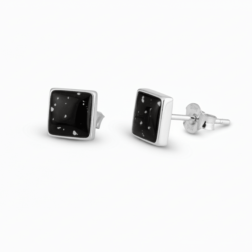 Square Memorial Ashes Earrings - Nicky Robin Memorial Jewellery