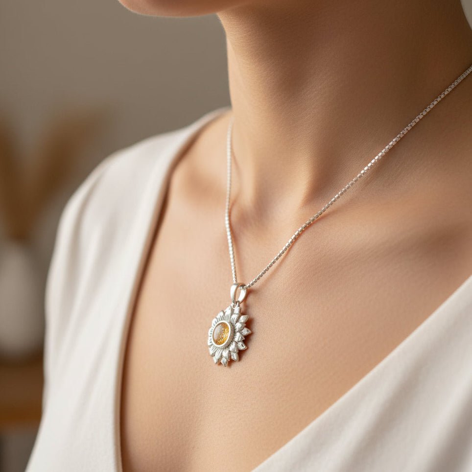 Sunflower Memorial Ashes Necklace - Nicky Robin Memorial Jewellery