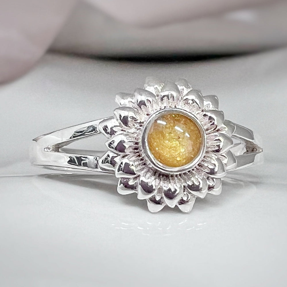 Sunflower Memorial Ashes Ring - Nicky Robin Memorial Jewellery