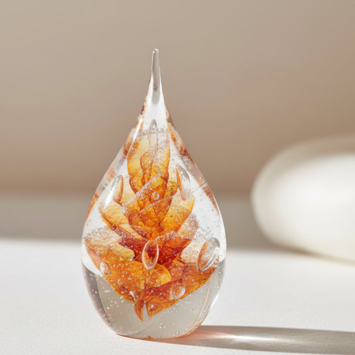 Teadrop Ashes Glass Paperweight - Nicky Robin Memorial Jewellery