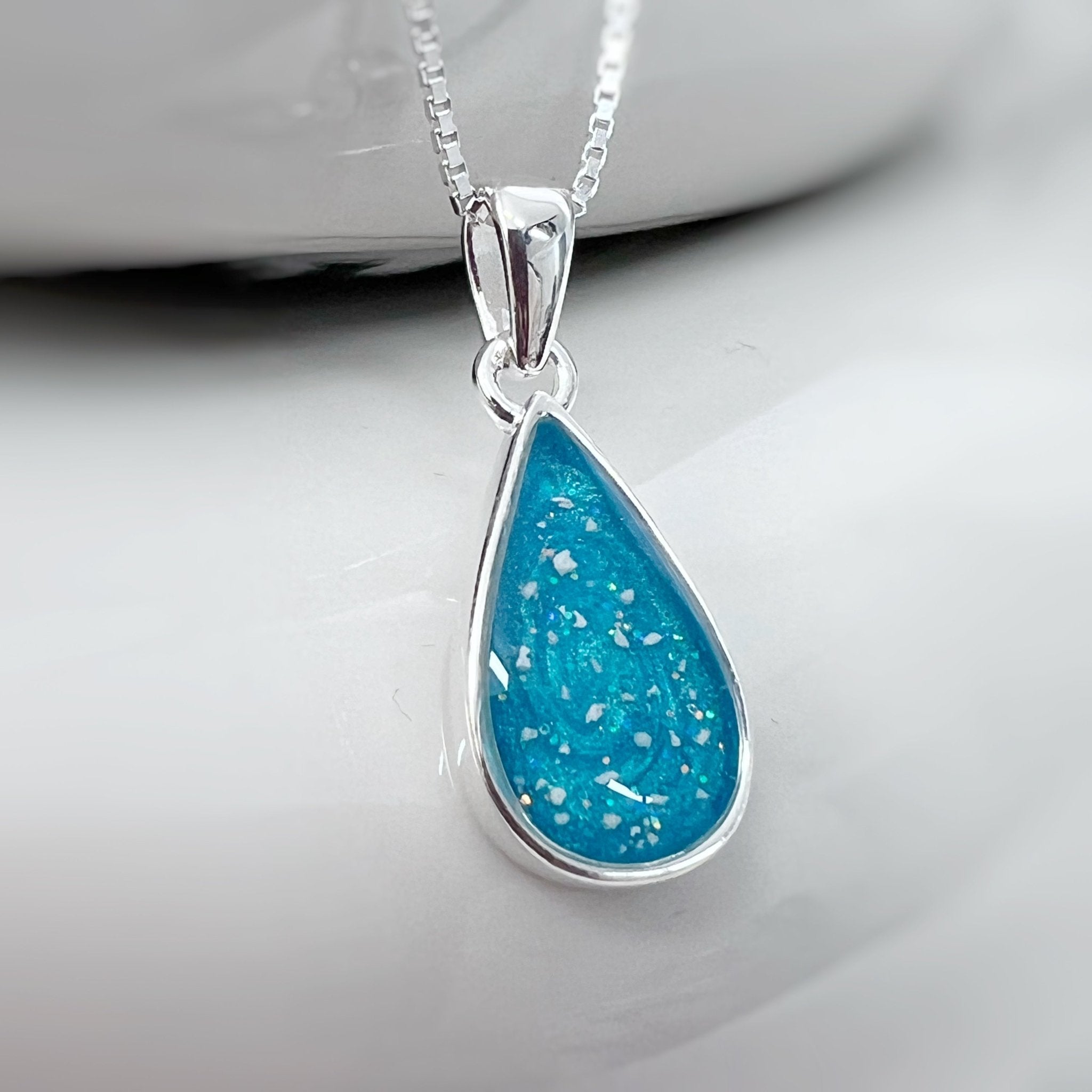 Cremation Ashes Memorial Teardrop Necklace