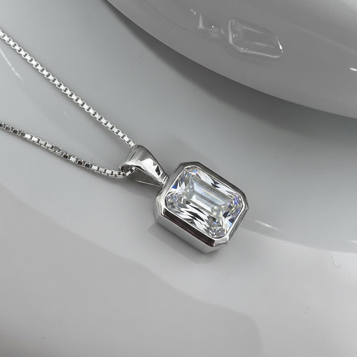 The Elegance Emerald Cut Solitaire Ashes Memorial Necklace - Nicky Robin Memorial Jewellery