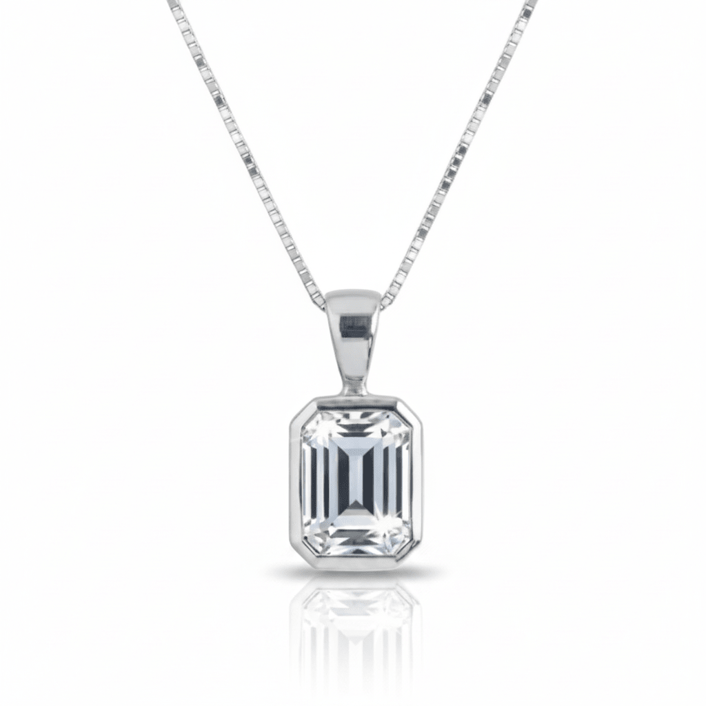 The Elegance Emerald Cut Solitaire Ashes Memorial Necklace - Nicky Robin Memorial Jewellery