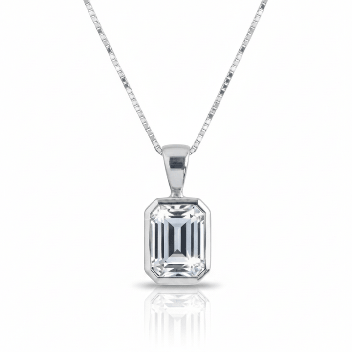 The Elegance Emerald Cut Solitaire Ashes Memorial Necklace - Nicky Robin Memorial Jewellery