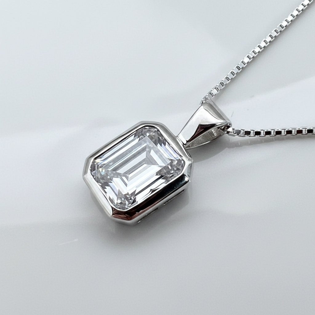 The Elegance Emerald Cut Solitaire Ashes Memorial Necklace - Nicky Robin Memorial Jewellery