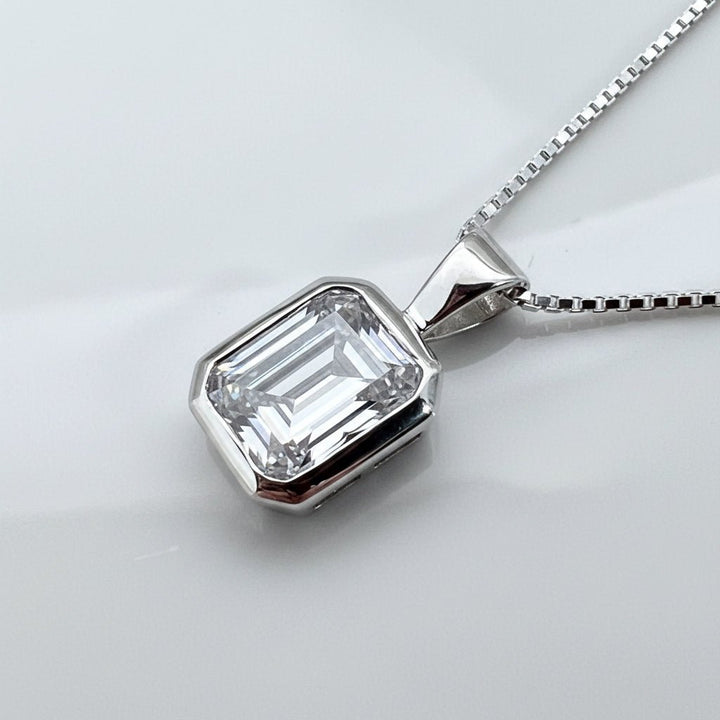 The Elegance Emerald Cut Solitaire Ashes Memorial Necklace - Nicky Robin Memorial Jewellery