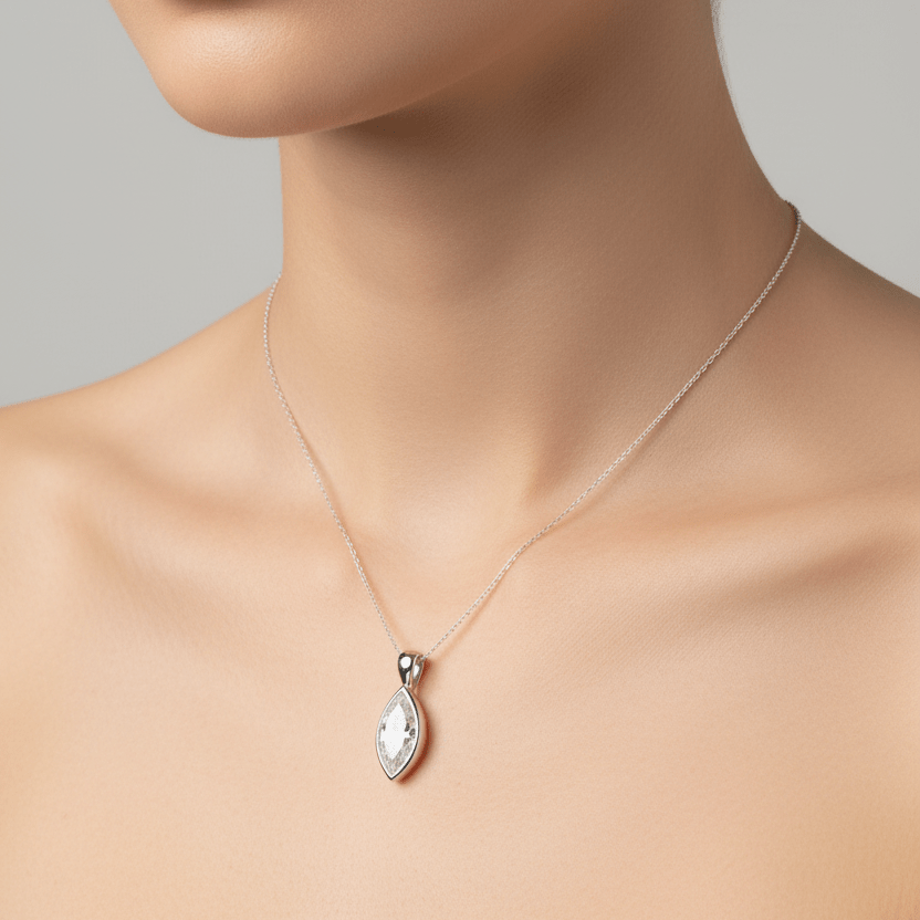 The Elegance Marquise Solitaire Ashes Memorial Necklace - Nicky Robin Memorial Jewellery